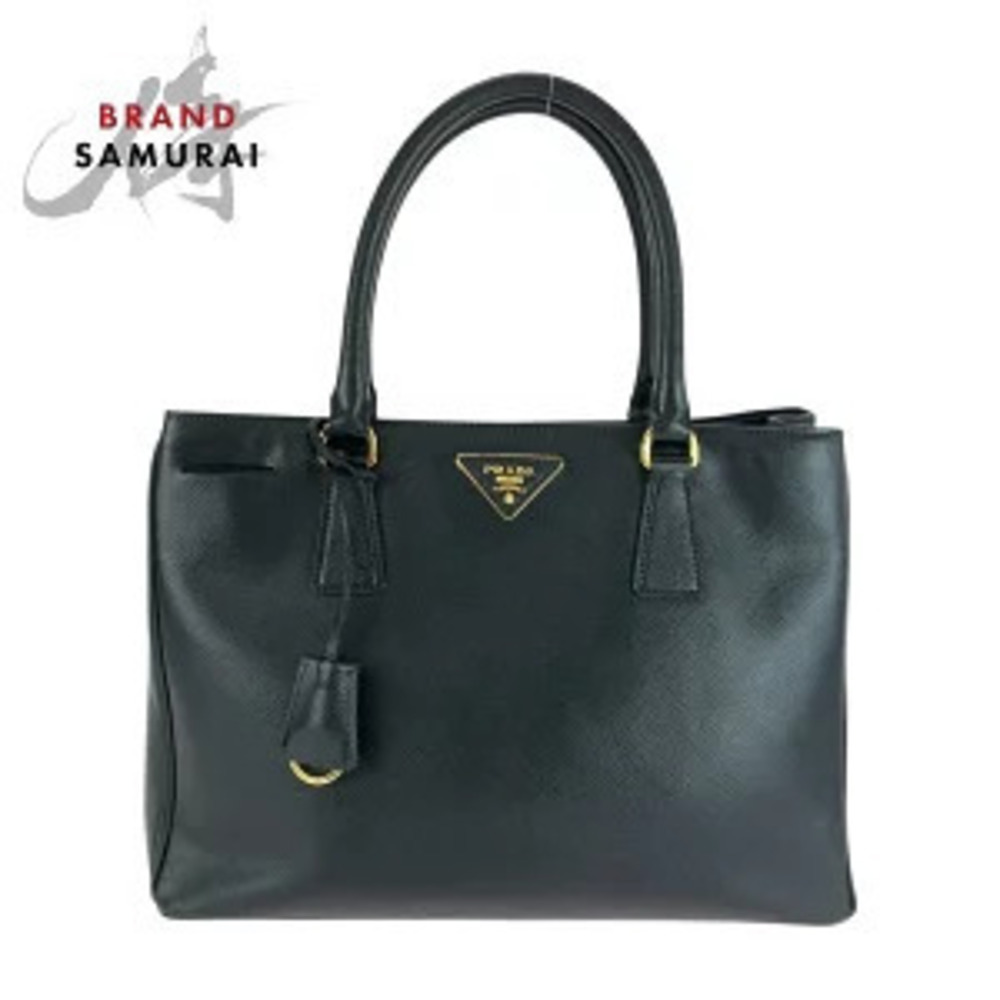 Prada Saffiano Galleria Black Leather Handbag Tote Bag